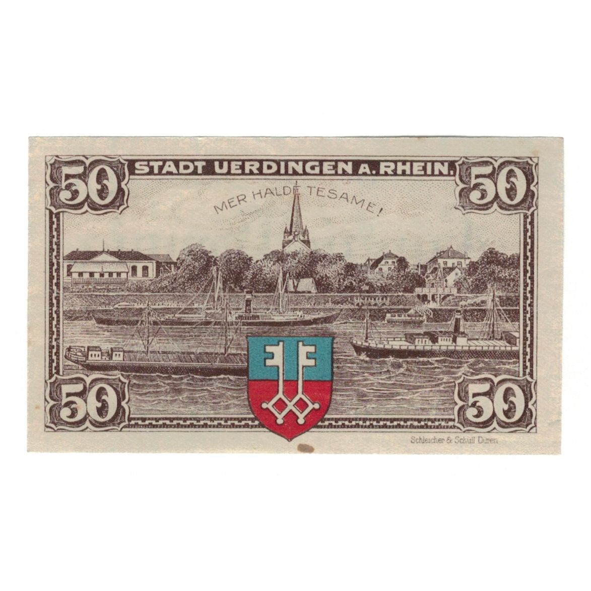 Banknote, Germany, Uerdingen Stadt, 50 Pfennig, Bateaux, 1921, 1921-02-20