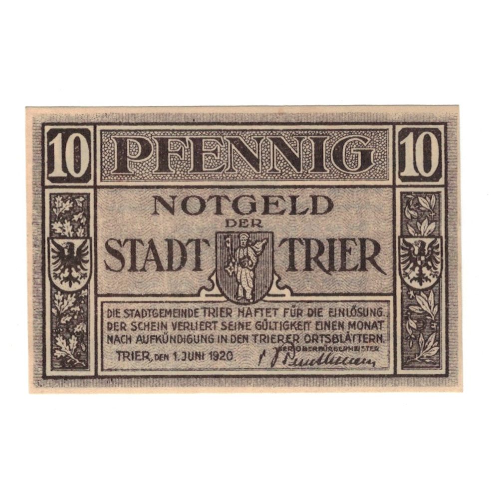 Banknote, Germany, Trier Stadt, 10 Pfennig, Texte, 1920 (1921), 1920-06-01