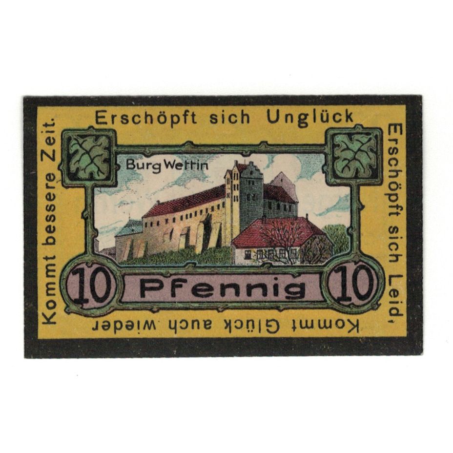 Geldschein, Deutschland, Wettin Stadt, 10 Pfennig, Batiment, 1921, 1921-03-15