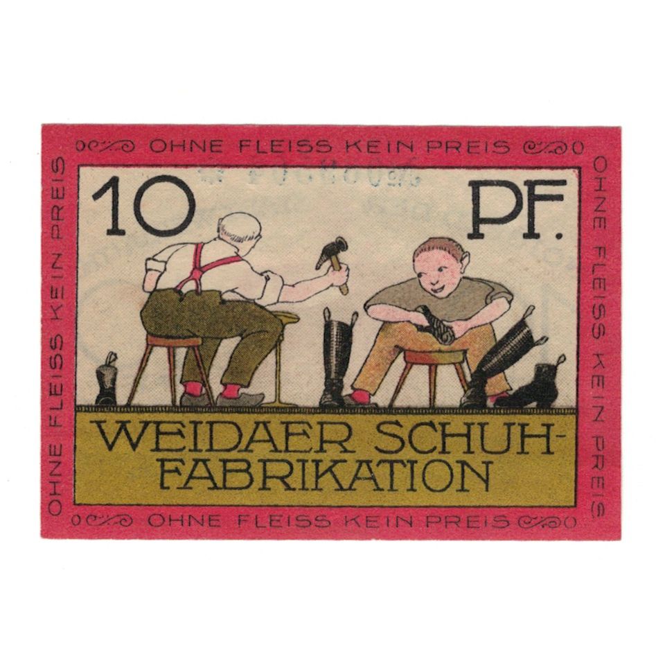 Banknote, Germany, Weida Stadt, 10 Pfennig, personnage, undated (1921)