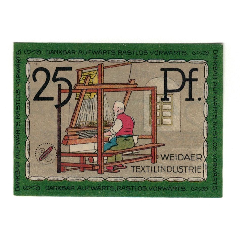 Banknote, Germany, Weida Stadt, 25 Pfennig, personnage, undated (1921)