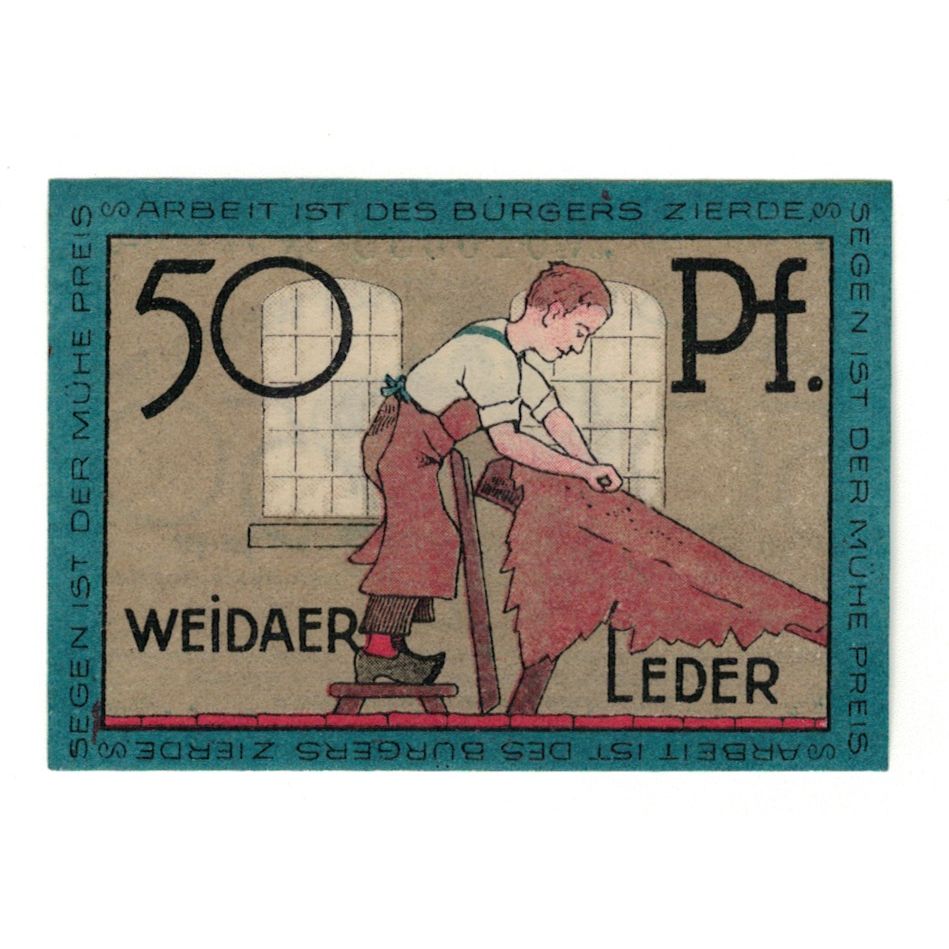 Banknote, Germany, Weida Stadt, 50 Pfennig, personnage, undated (1921)