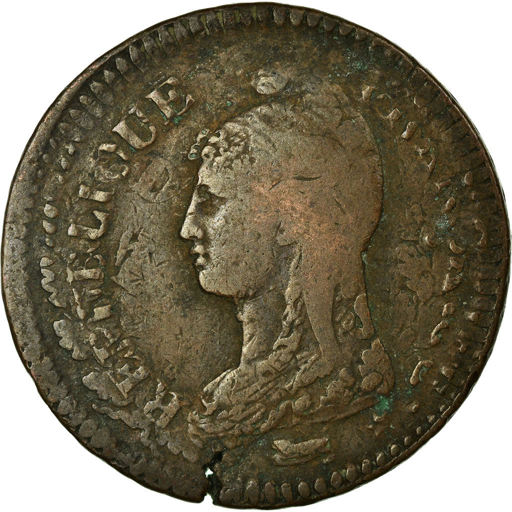 France, Decime, Dupré, 1797, Paris, Bronze, VF(20-25), Gadoury:185