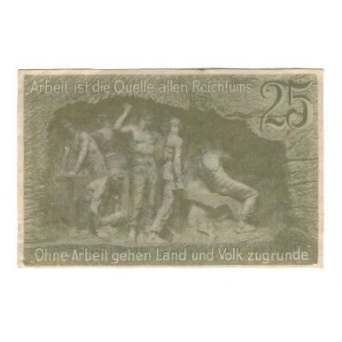 Geldschein, Deutschland, Waldenburg Stadt, 25 Pfennig, personnage, 1920