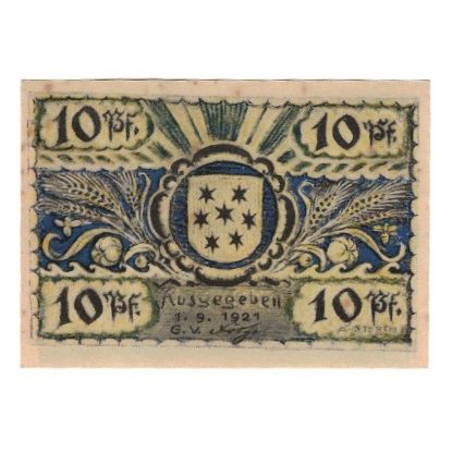 Banknote, Germany, Volkstedt Gemeinde, 10 Pfennig, Blason, 1921, 1921-09-01