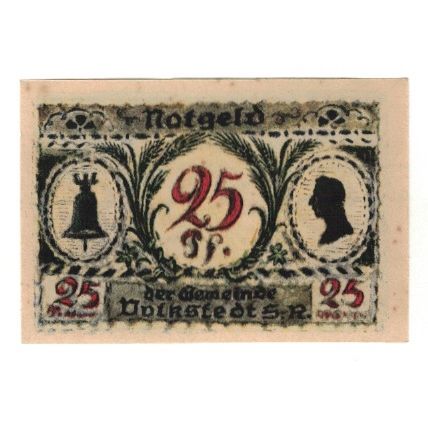 Banknote, Germany, Volkstedt Gemeinde, 25 Pfennig, valeur faciale, 1921