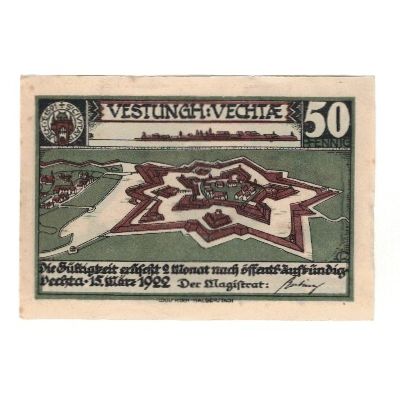 Geldschein, Deutschland, Vechta Stadt, 50 Pfennig, personnage 1, 1922