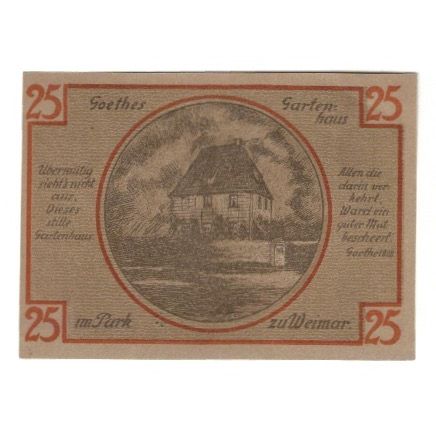 Banknote, Germany, Weimar Stadt, 25 Pfennig, Batiment, 1921, 1921-03-01