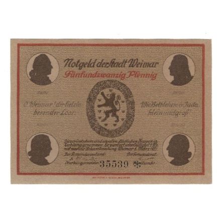 Banknote, Germany, Weimar Stadt, 25 Pfennig, paysage, 1921, 1921-03-01