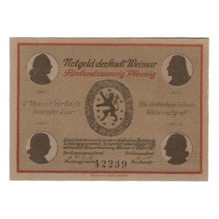 Billete, Alemania, Weimar Stadt, 25 Pfennig, Foule, 1921, 1921-03-01, EBC