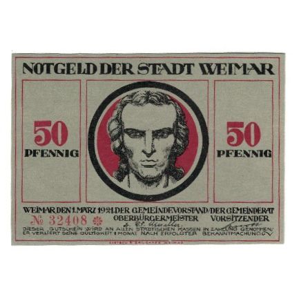 Banconote, Germania, Weimar Stadt, 50 Pfennig, personnage 5, 1921, 1921-03-01