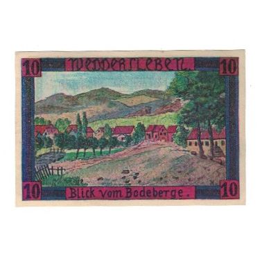 Banknote, Germany, Weddersleben Gemeinde, 10 Pfennig, paysage, 1921, 1921-07-01
