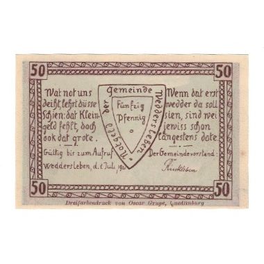 Banknote, Germany, Weddersleben Gemeinde, 50 Pfennig, paysage, 1921, 1921-07-01