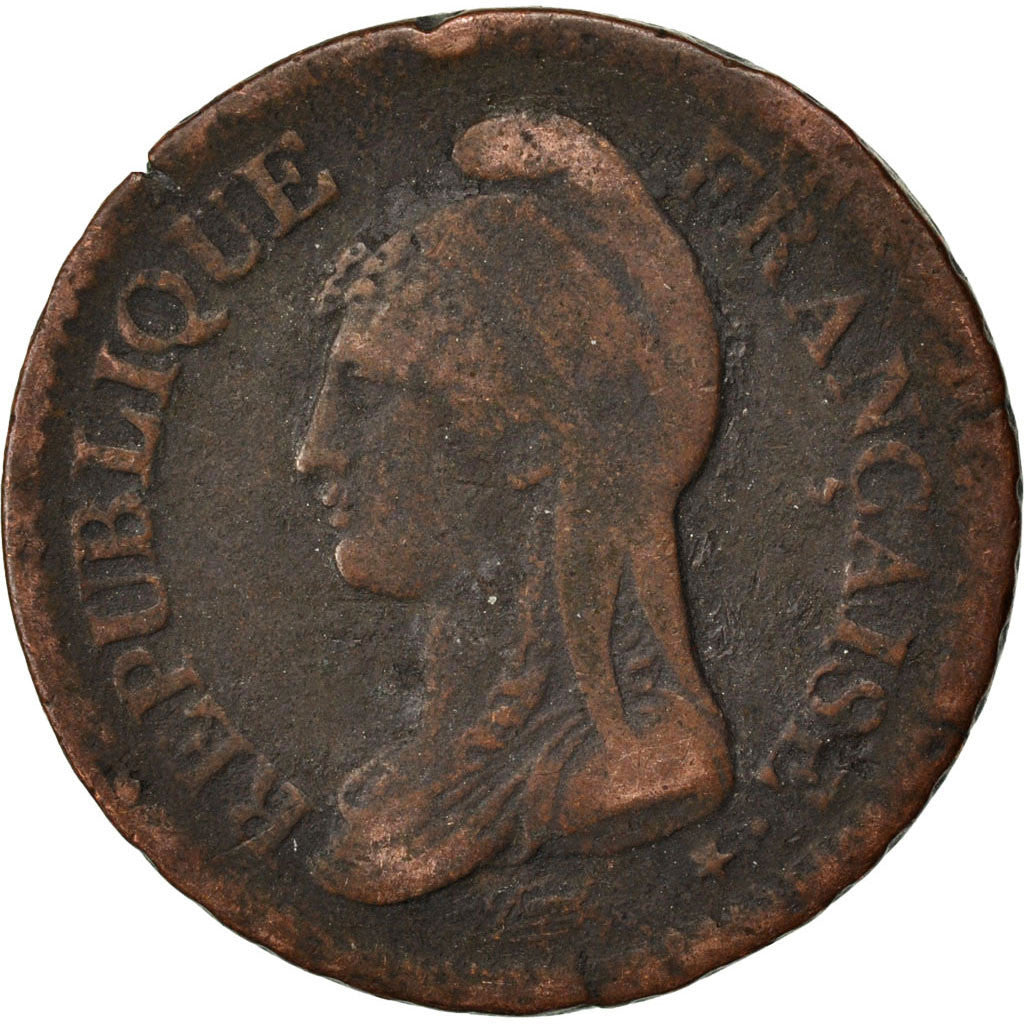 France, Decime, Dupré, 1799, Lille, Bronze, VF(30-35), Gadoury:187