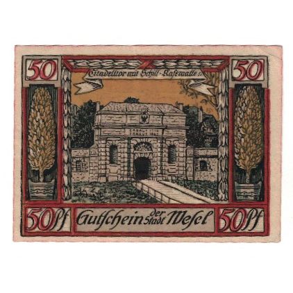 Banknote, Germany, Wesel Stadt, 50 Pfennig, Batiment, 1921, AU(55-58)