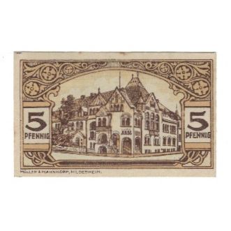 Banknote, Germany, Wunstorf Stadt, 5 Pfennig, Batiment, 1922, 1922-04-01