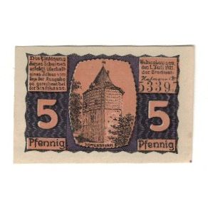 Banknote, Germany, Waltershausen Stadt, 5 Pfennig, Batiment, 1921, 1921-07-01