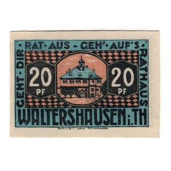 Banknote, Germany, Waltershausen Stadt, 20 Pfennig, Batiment, 1921, 1921-07-01
