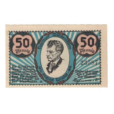 Banconote, Germania, Waltershausen Stadt, 50 Pfennig, paysage, 1921, 1921-07-01