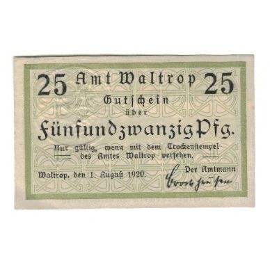 Banknote, Germany, Waltrop Amt, 25 Pfennig, Batiment, 1920, 1920-08-01