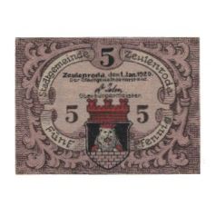 Banknote, Germany, Zeulenroda Stadt, 5 Pfennig, Batiment, 1920, 1920-01-01