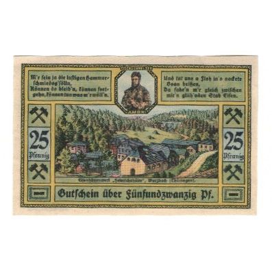 Banknote, Germany, Wurzbach Gemeinde, 25 Pfennig, paysage, 1921, 1921-07-01