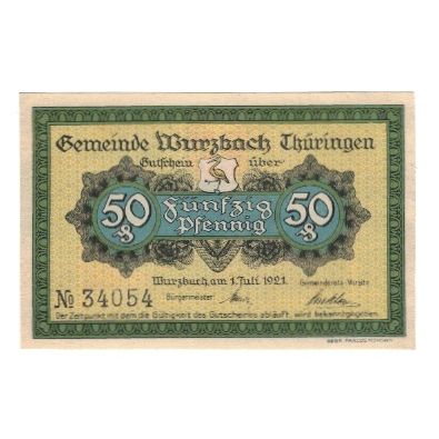 Banknote, Germany, Wurzbach Gemeinde, 50 Pfennig, paysage, 1921, 1921-07-01