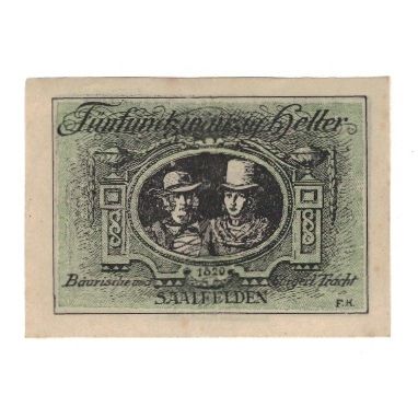 Biljet, Oostenrijk, Saalfelden Sbg. Marktgemeinde, 25 Heller, personnage, 1920