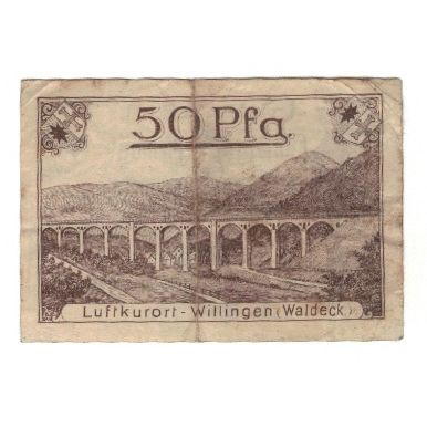 Banknote, Germany, Willingen Gemeinde, 50 Pfennig, paysage, 1921, 1921-04-15