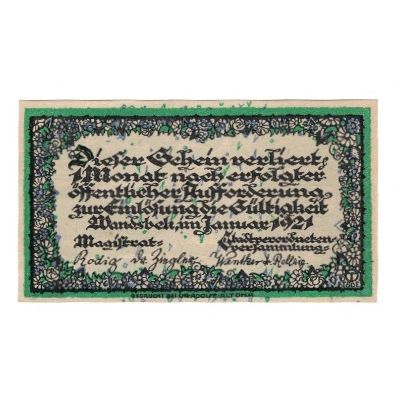 Banknote, Germany, Wandsbek Stadt, 50 Pfennig, Texte, 1921, AU(55-58), Mehl:W8.5