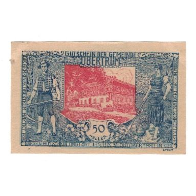 Banknote, Austria, Obertrum Sbg. Gemeinde, 50 Heller, paysage, 1920, 1920-10-31