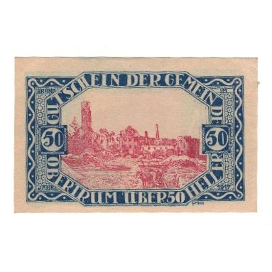 Banknote, Austria, Obertrum Sbg. Gemeinde, 50 Heller, paysage, 1920, 1920-10-31