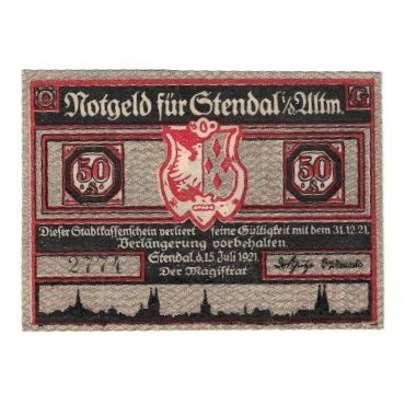 Geldschein, Deutschland, Stendal Stadt, 50 Pfennig, personnage, 1921
