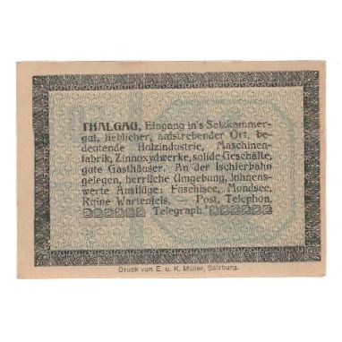 Banconote, Austria, Thalgau Sbg. Gemeinde, 50 Heller, Texte, 1920, 1920-09-30