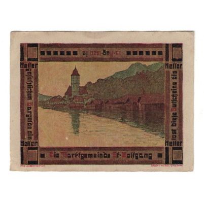 Banconote, Austria, St. Wolfgang O.Ö. Marktgemeinde, 10 Heller, paysage, 1920