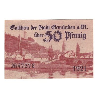 Billet, Allemagne, Gemünden a.M. Stadt, 50 Pfennig, valeur faciale, 1921, SUP