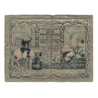 Banknote, Germany, Niederlahnstein Stadt, 25 Pfennig, personnage, 1917
