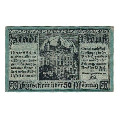 Banknote, Germany, Neuß Stadt, 50 Pfennig, valeur faciale, 1919, 1919-09-15