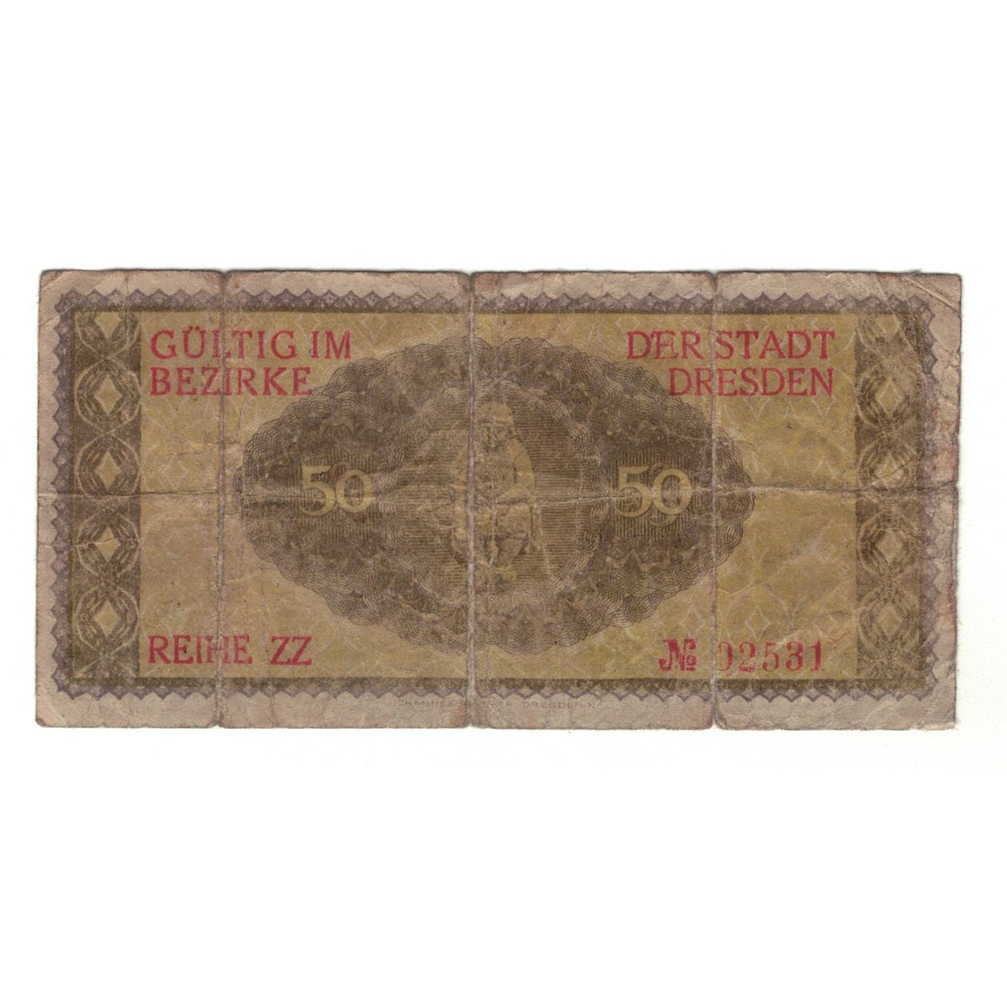 Banknote, Germany, Dresden Stadt, 50 Pfennig, personnage, 1918, 1918-12-31