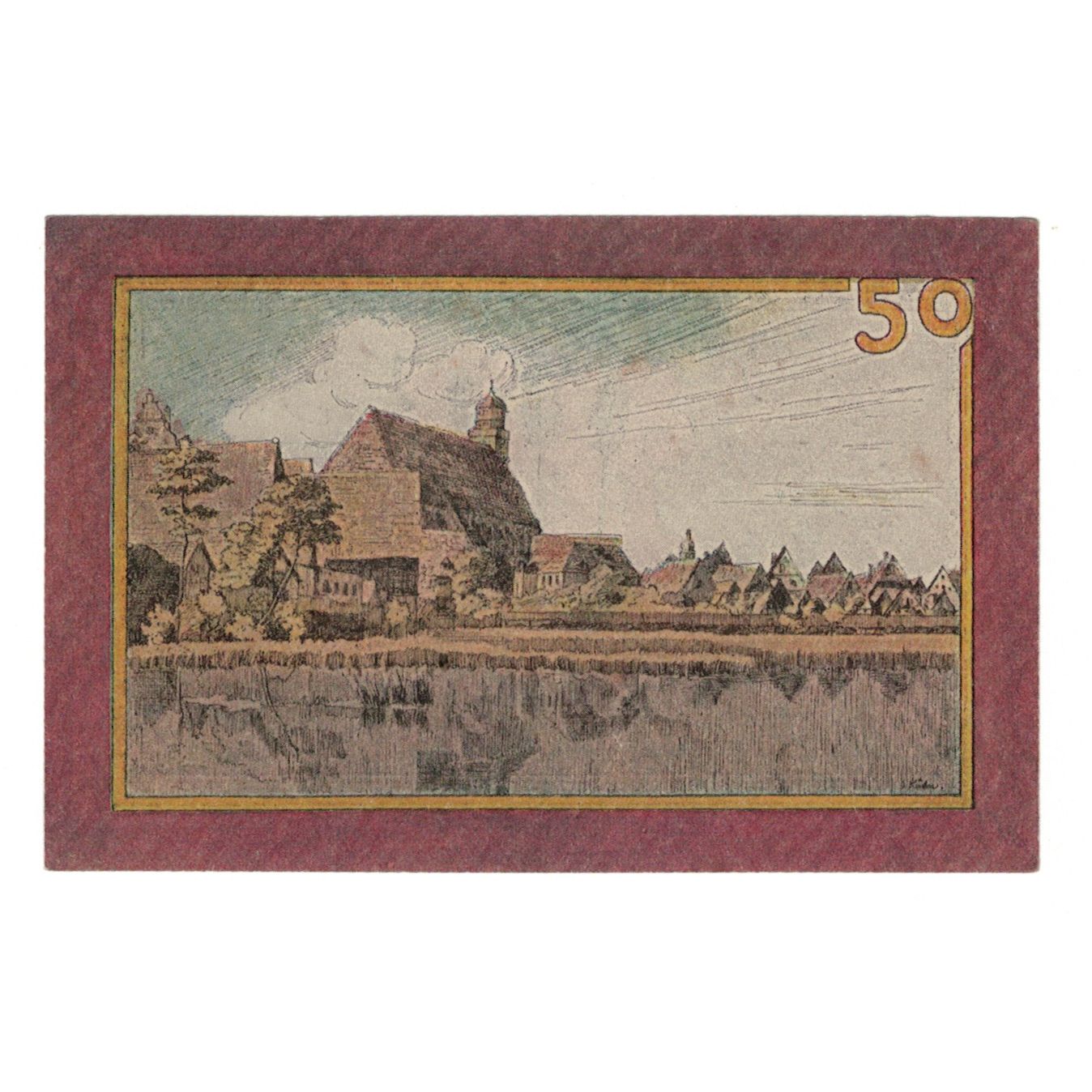 Geldschein, Deutschland, Dinkelsbühl Stadt, 50 Pfennig, paysage, VZ