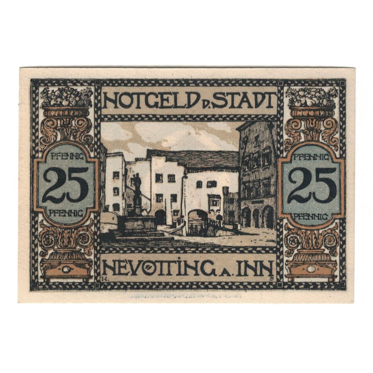 Banknote, Germany, Neuötting Stadt, 25 Pfennig, place, 1921, AU(55-58)