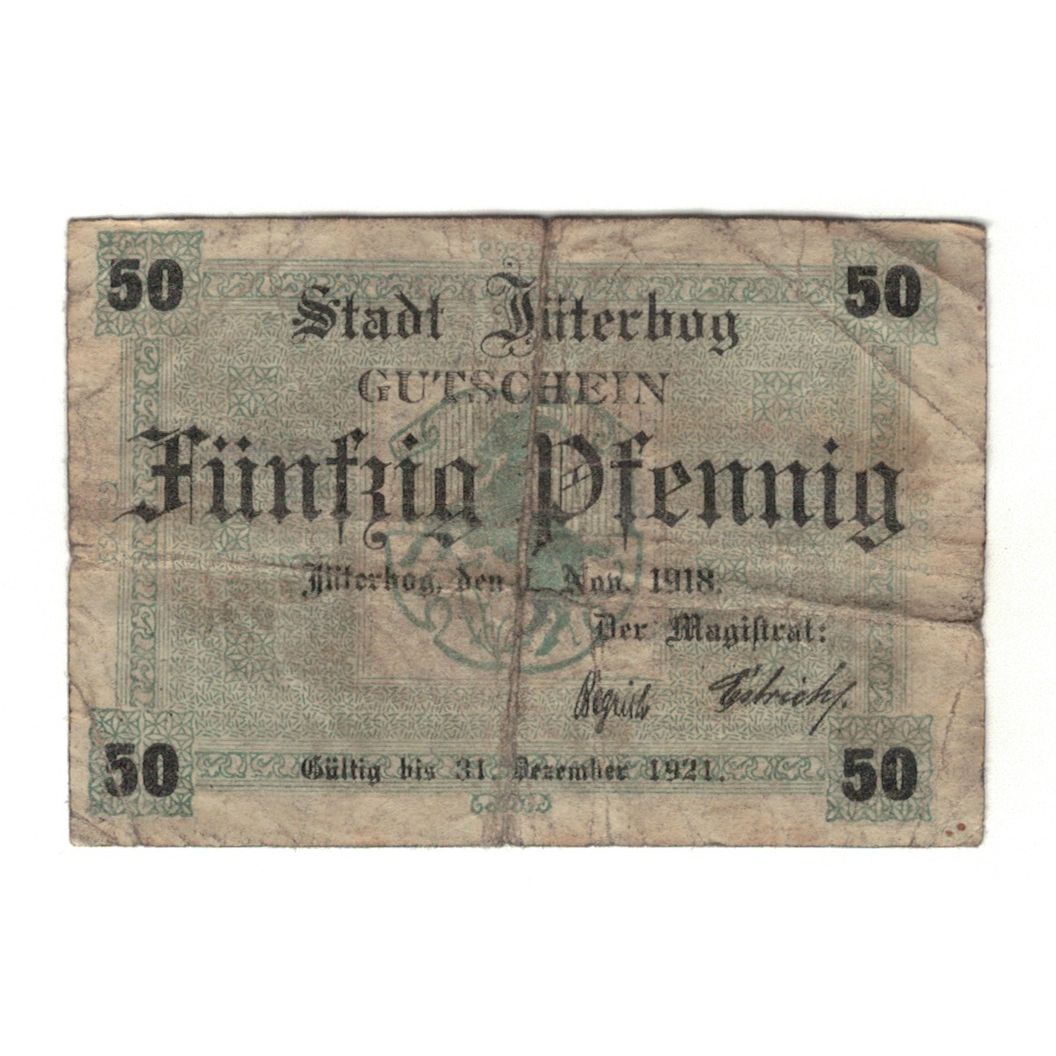 Banconote, Germania, Jüterbog Stadt, 50 Pfennig, Chèvre, 1921, 1921-12-31, B+