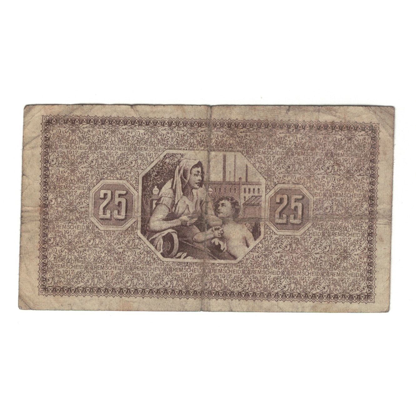 Billet, Allemagne, Remscheid Stadt, 25 Pfennig, personnage, 1920, 1921-12-31