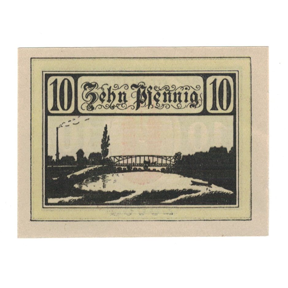 Banknote, Germany, Jessnitz Stadt, 10 Pfennig, paysage, 1921, AU(55-58)