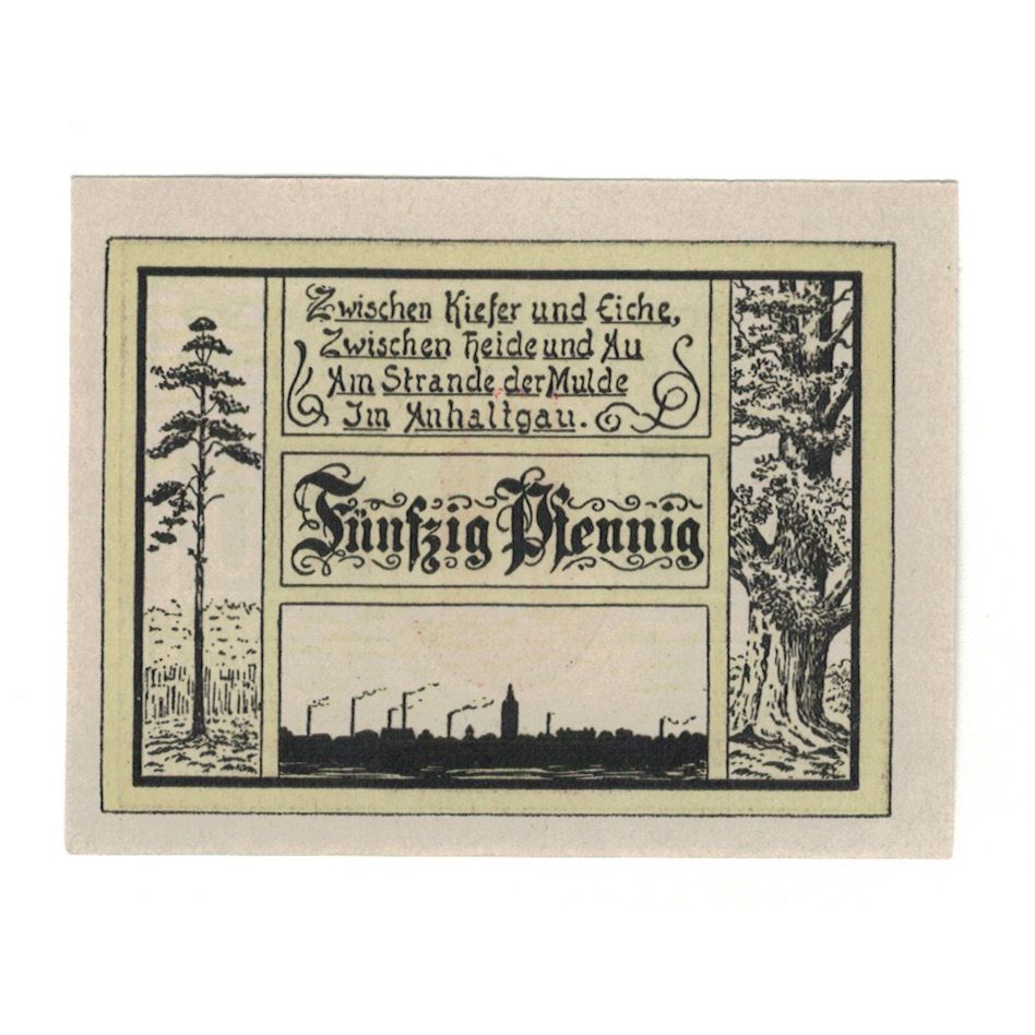 Banknote, Germany, Jessnitz Stadt, 50 Pfennig, paysage, 1921, AU(55-58)