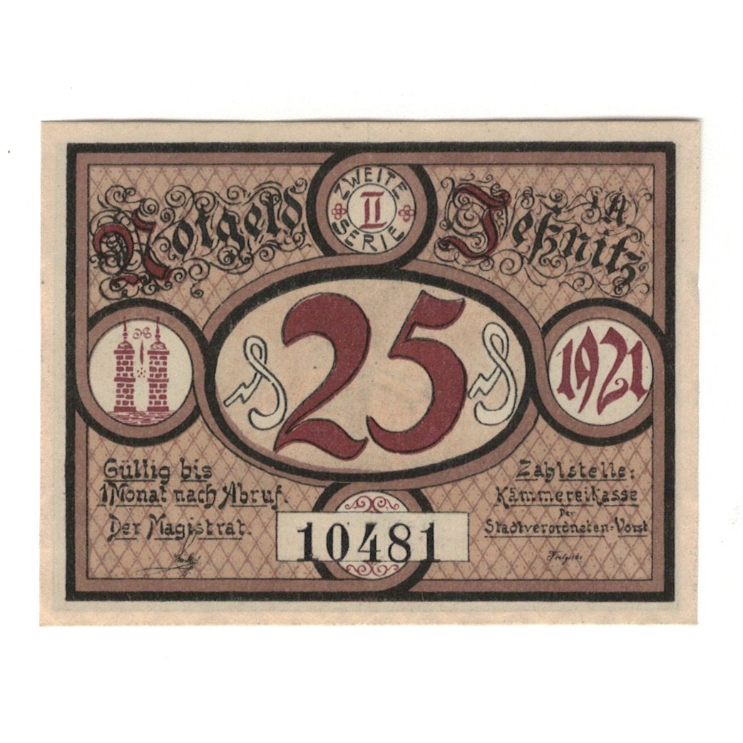 Banknote, Germany, Jessnitz Stadt, 25 Pfennig, cavalier, 1921, AU(55-58)