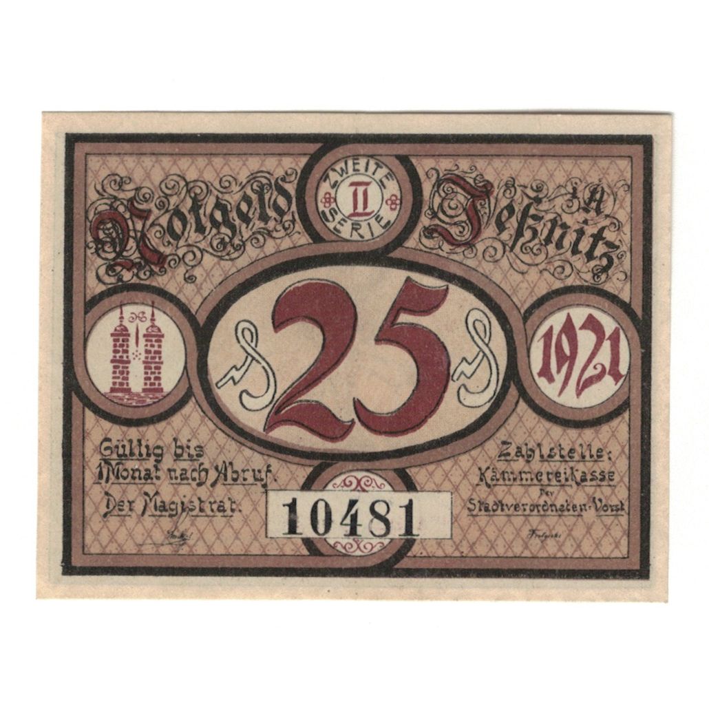 Banknote, Germany, Jessnitz Stadt, 25 Pfennig, cavalier 1, 1921, AU(55-58)