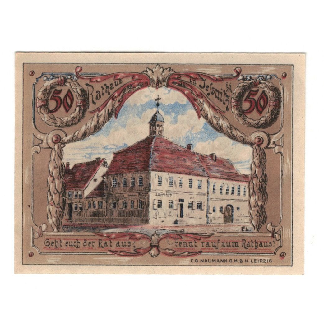 Banknote, Germany, Jessnitz Stadt, 50 Pfennig, Batiment, 1921, AU(55-58)