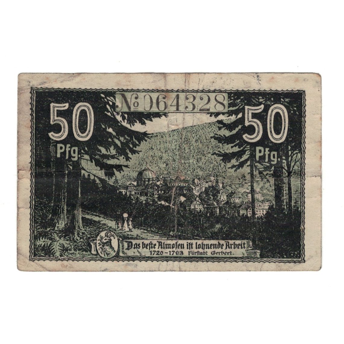 Banconote, Germania, St. Blasien Stadt, 50 Pfennig, paysage, 1920, 1920-07-01
