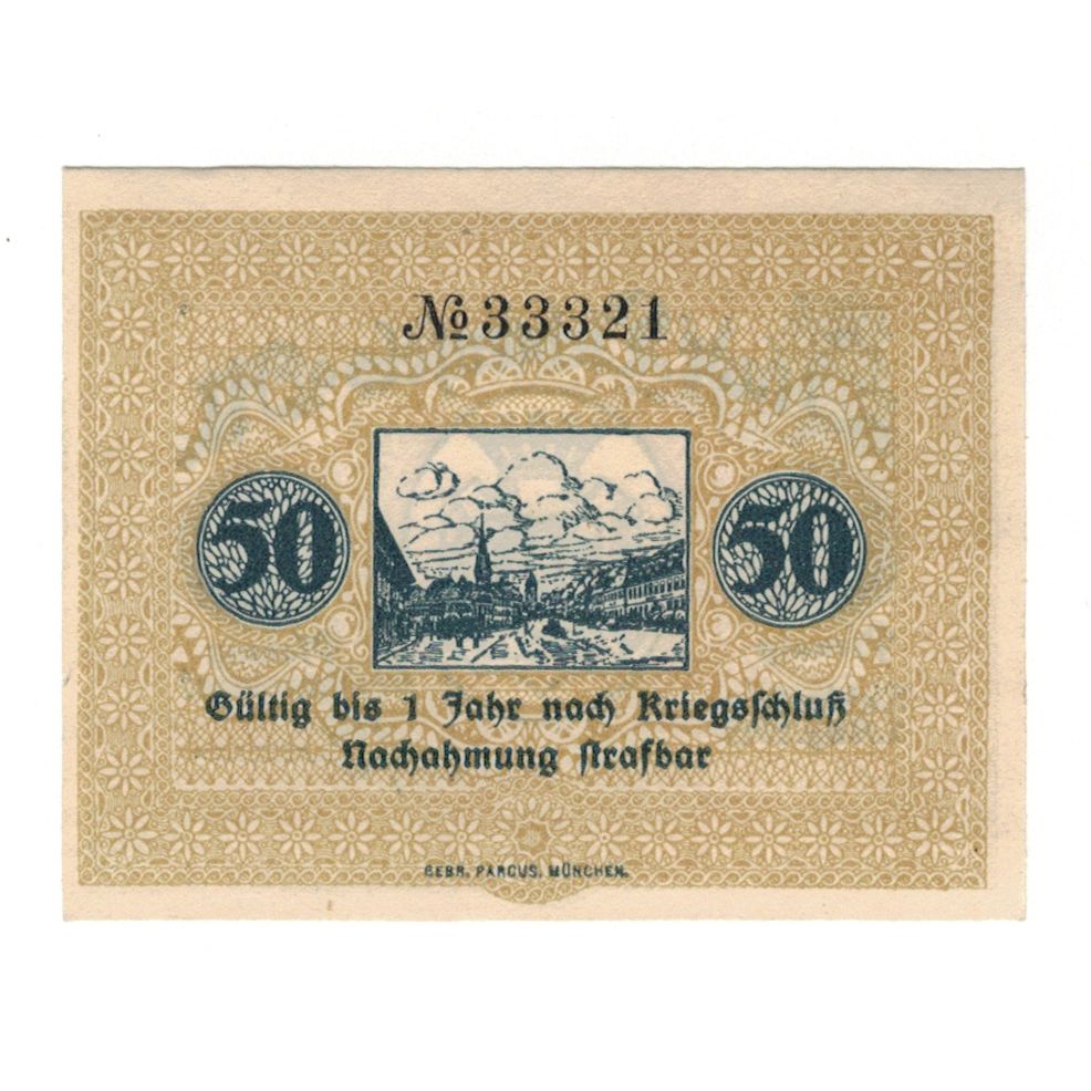 Banknote, Germany, Lichtenfels Stadt, 50 Pfennig, paysage, 1918, 1918-08-01